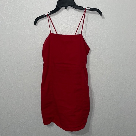 Zara | Dresses | Red Linen Dress | Poshmark